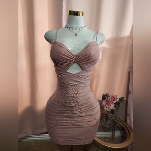 Chic Mauve Ruched Mini Dress